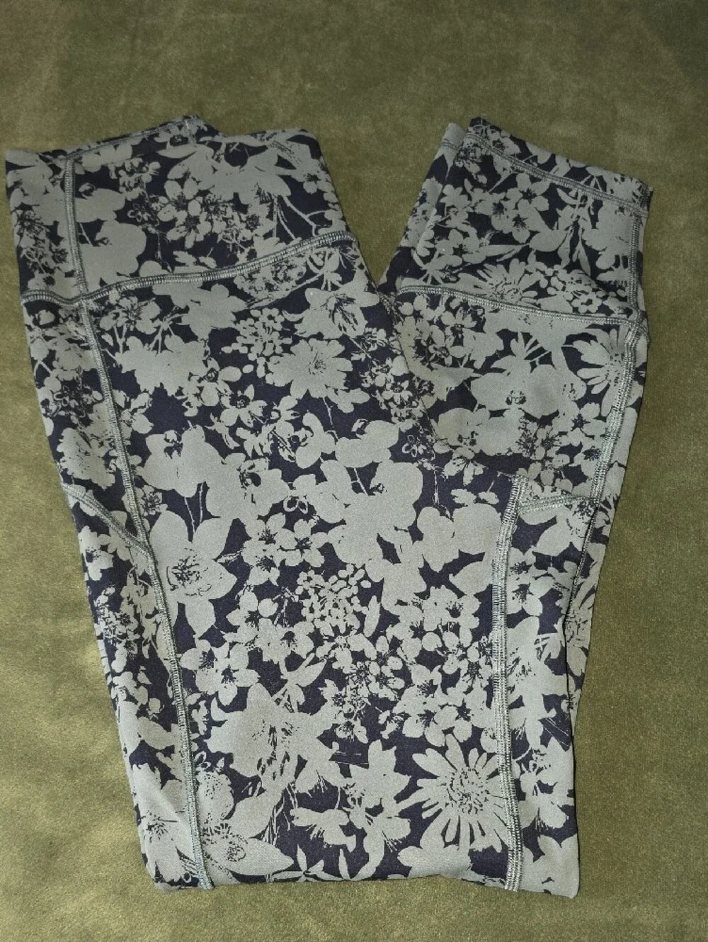 lululemon athletica Light Green And Black Floral High-Rise Leggings